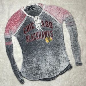 Woman’s distressed / vintage Chicago Blackhawks long sleeve shirt super thin Sm?